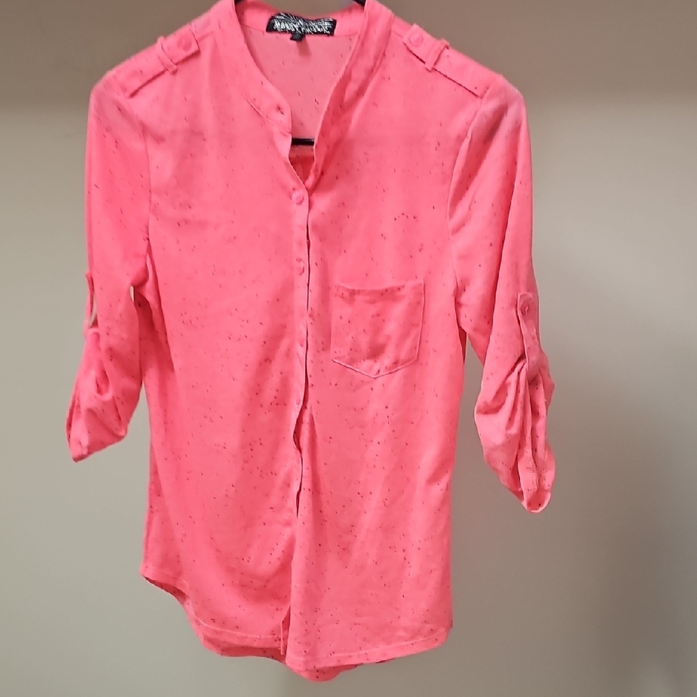 Women's New WithoutTags Almost Famous Button-Up  Hot Pink Blouse/top Medium